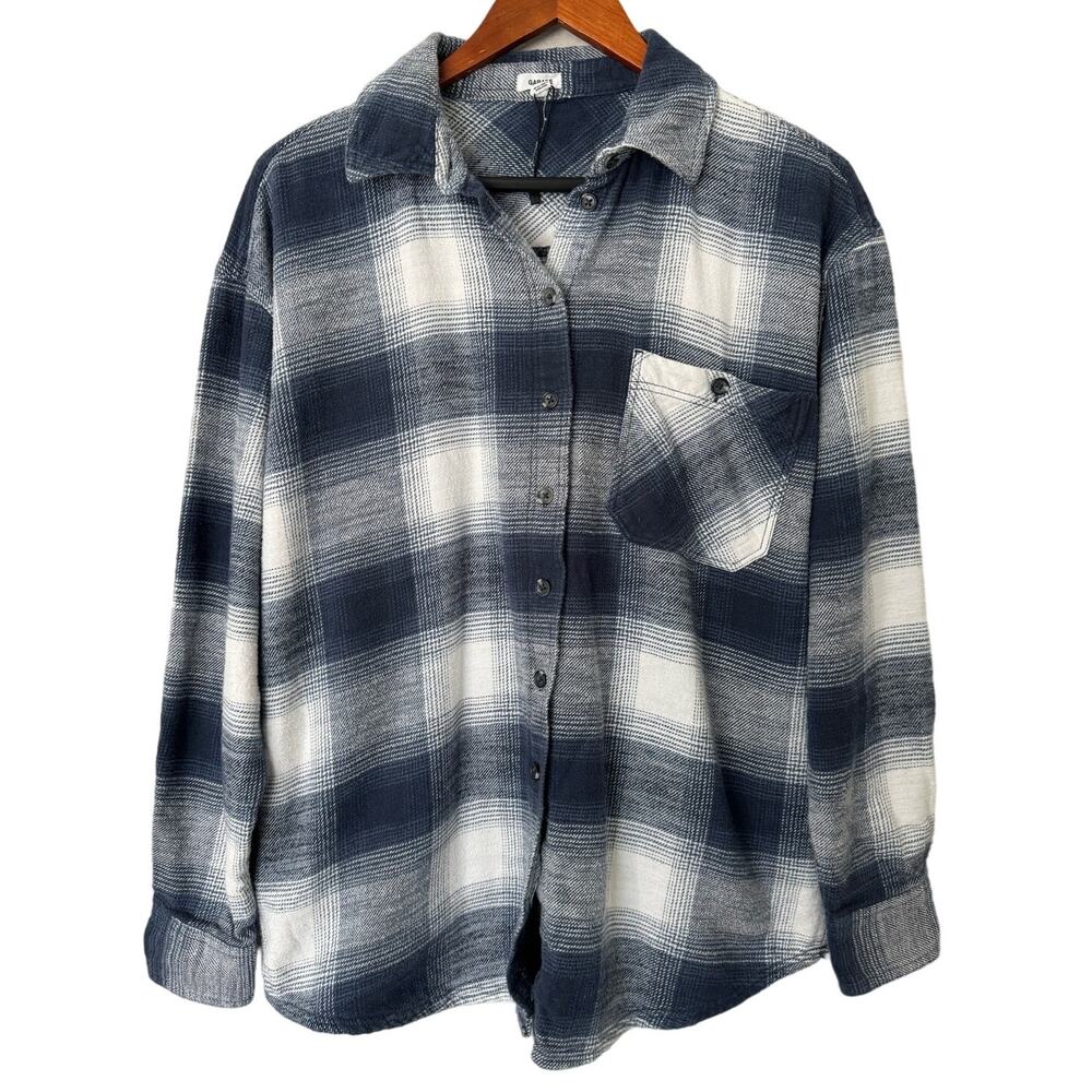Garage Blue White Plaid Button Down Flannel Shirt‎ Size XS/S